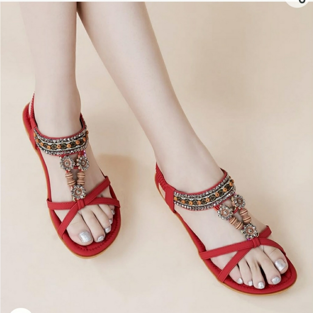 ALICEGANA BOHEMIAN SANDALS W/ ELASTIC ANKLE STRAPS - Picture 16 of 16